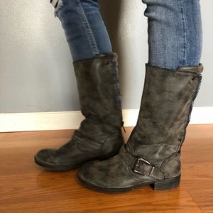 Grey JustFab boots.